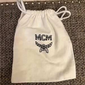 MCM Ivory Logo Drawstring Pouch